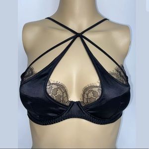 Agent Provocateur Black Silk Satin Lace Robyn Bra